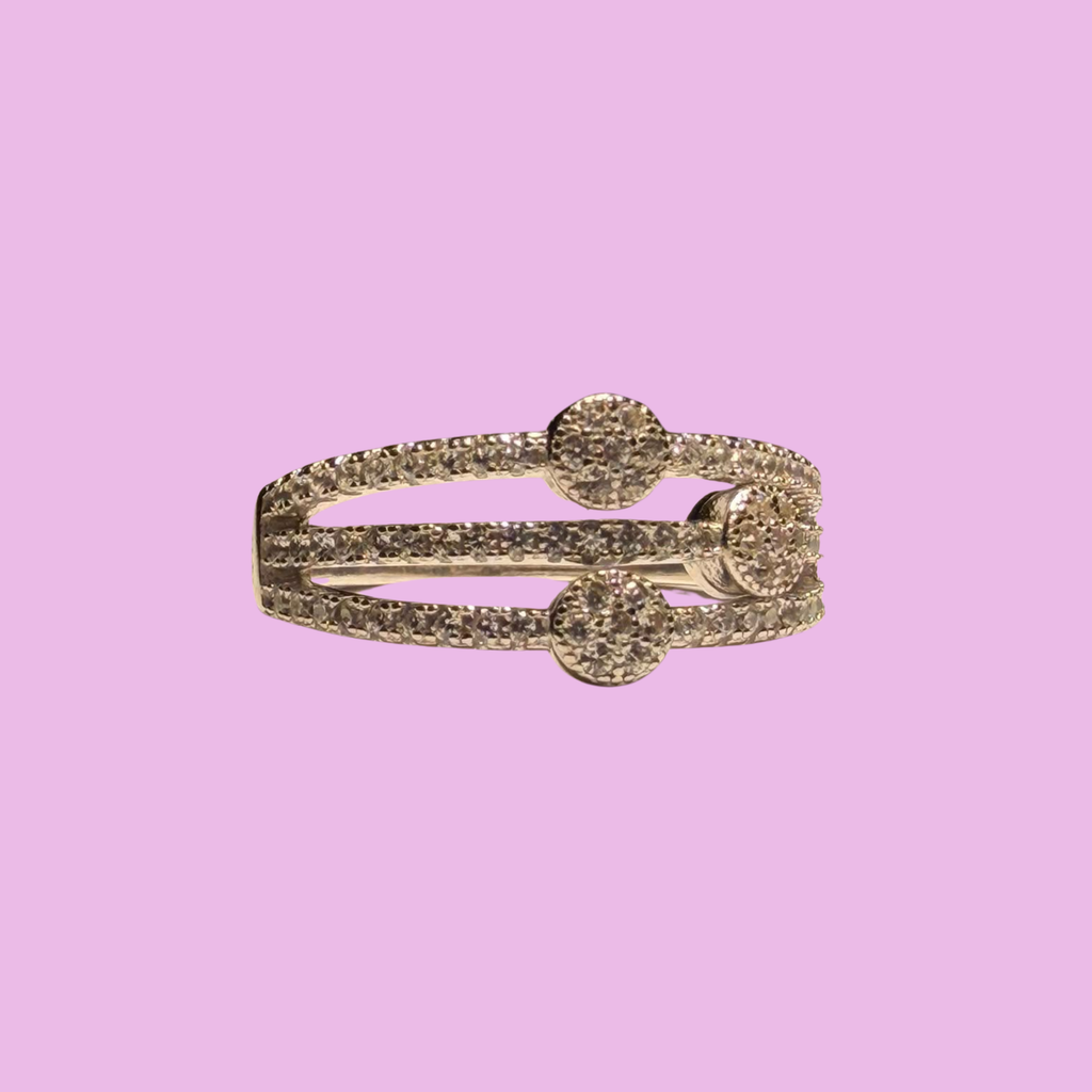 Anillo tres fillas con zirconia blanca