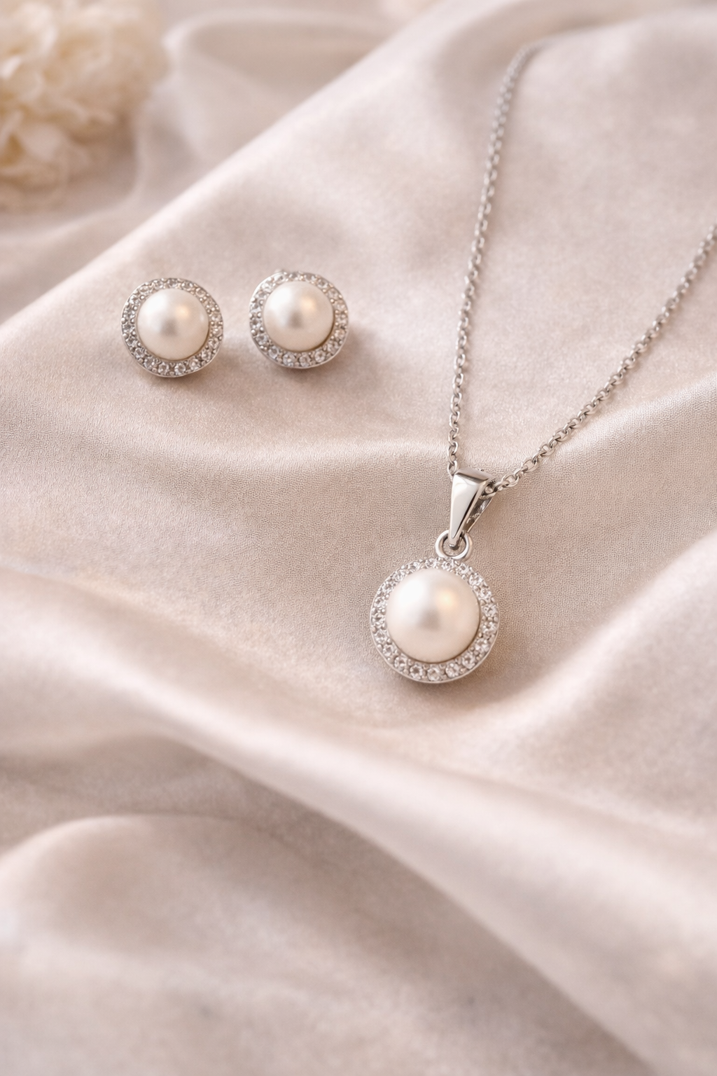 Juego de perla con zirconias